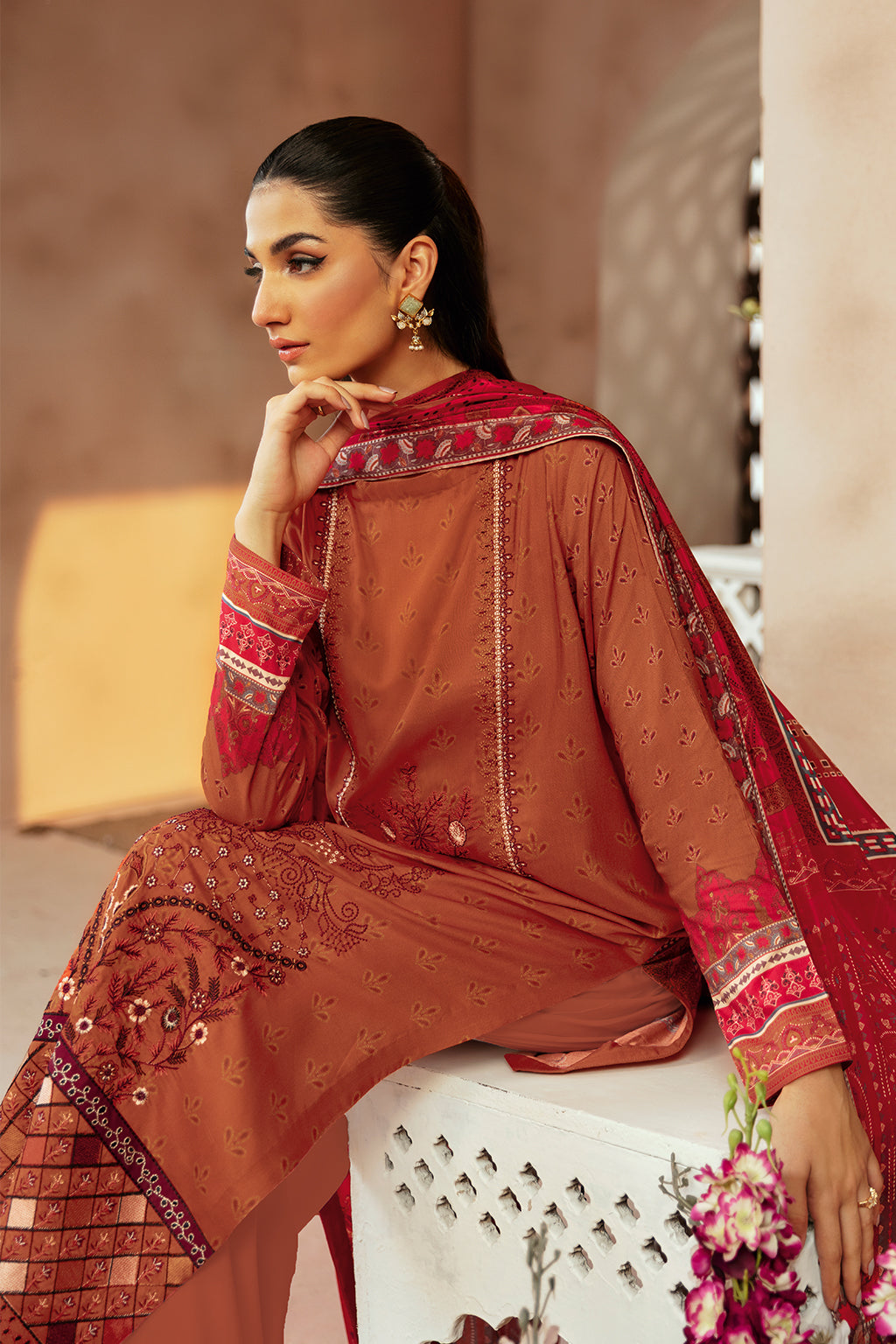 Riwaj by Ramsha J-310 | Printed Viscose Stitched 3-Piece Suit | Zahra Apparel Collection