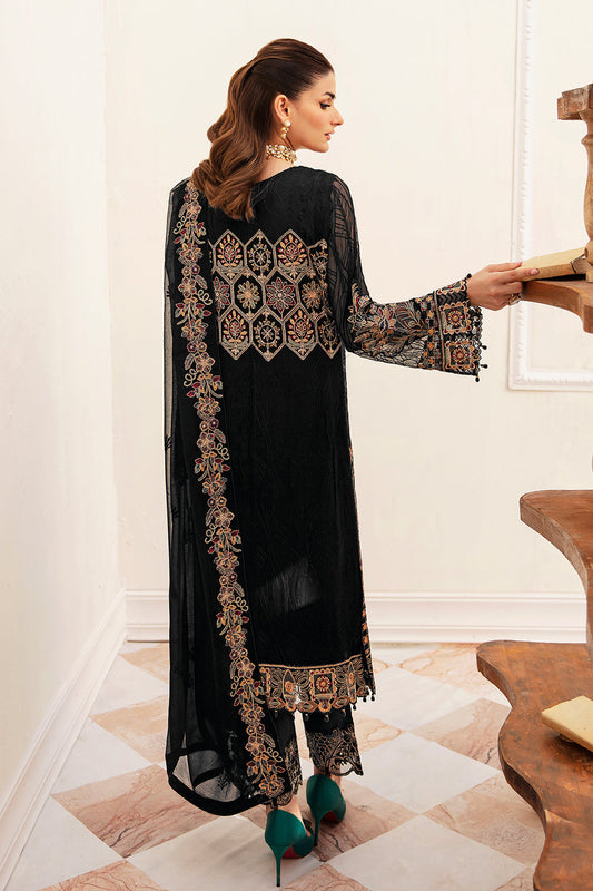 Ramsha Luxury Chiffon Vol-24 F-2403 | Embroidered Chiffon Stitched 3-Piece Suit | Zahra Apparel Collection
