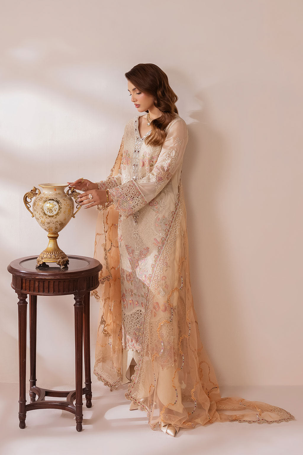 Satrangi by Ramsha ST-102 | Embroidered Chiffon Stitched 3-Piece Suit | Zahra Apparel Collection