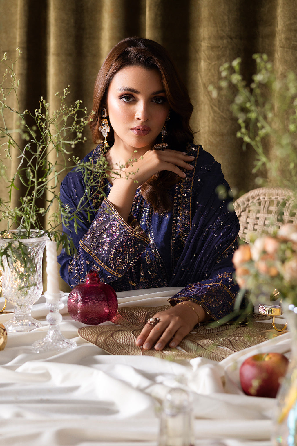 Aangan by Ramsha AA-103 | Embroidered Raw Silk Stitched 3-Piece Suit | Zahra Apparel Collection