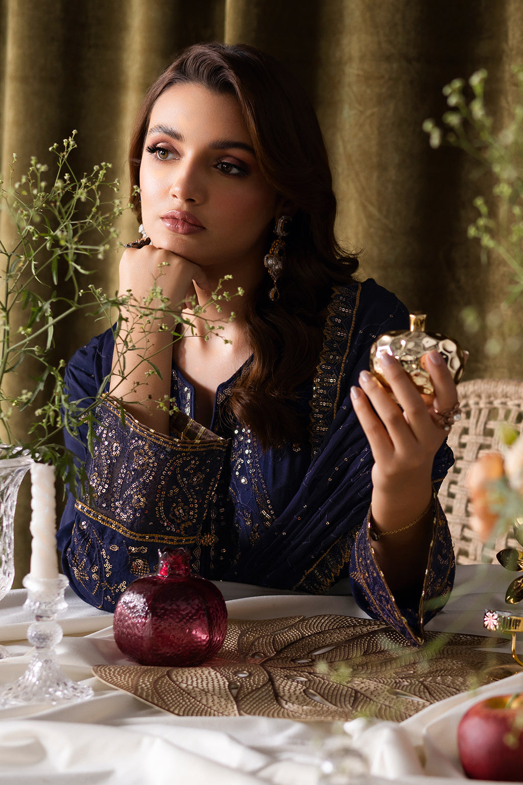 Aangan by Ramsha AA-103 | Embroidered Raw Silk Stitched 3-Piece Suit | Zahra Apparel Collection