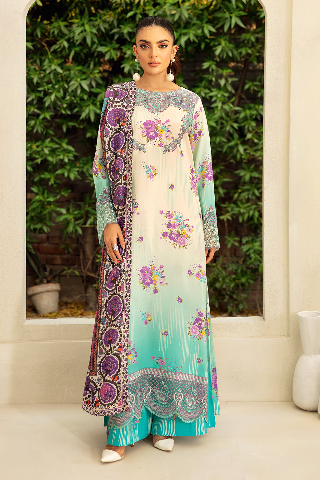 Riwaj by Ramsha J-404 | Digital Printed Viscose Stitched 3-Piece Suit | Zahra Apparel Collection