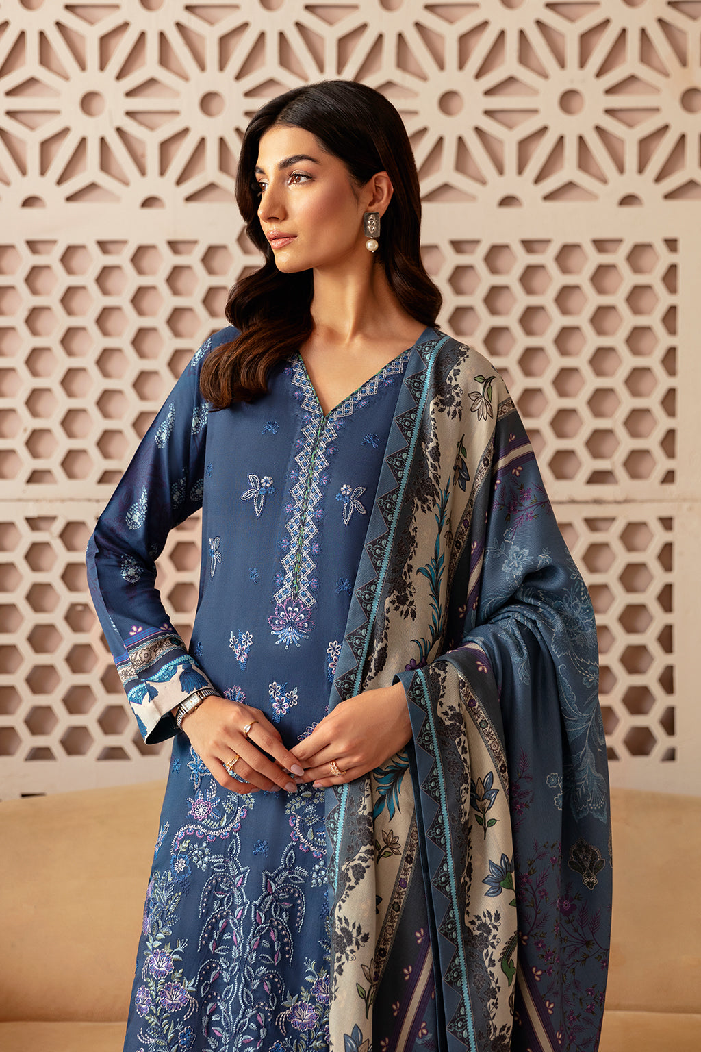 Riwaj by Ramsha J-302 | Printed Viscose Stitched 3-Piece Suit | Zahra Apparel Collection