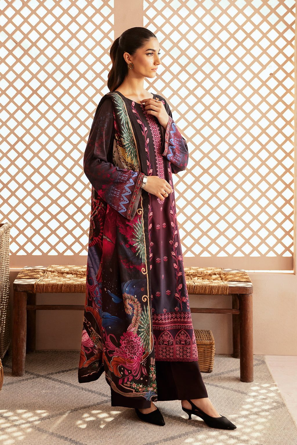 Riwaj by Ramsha J-305 | Printed Viscose Stitched 3-Piece Suit | Zahra Apparel Collection