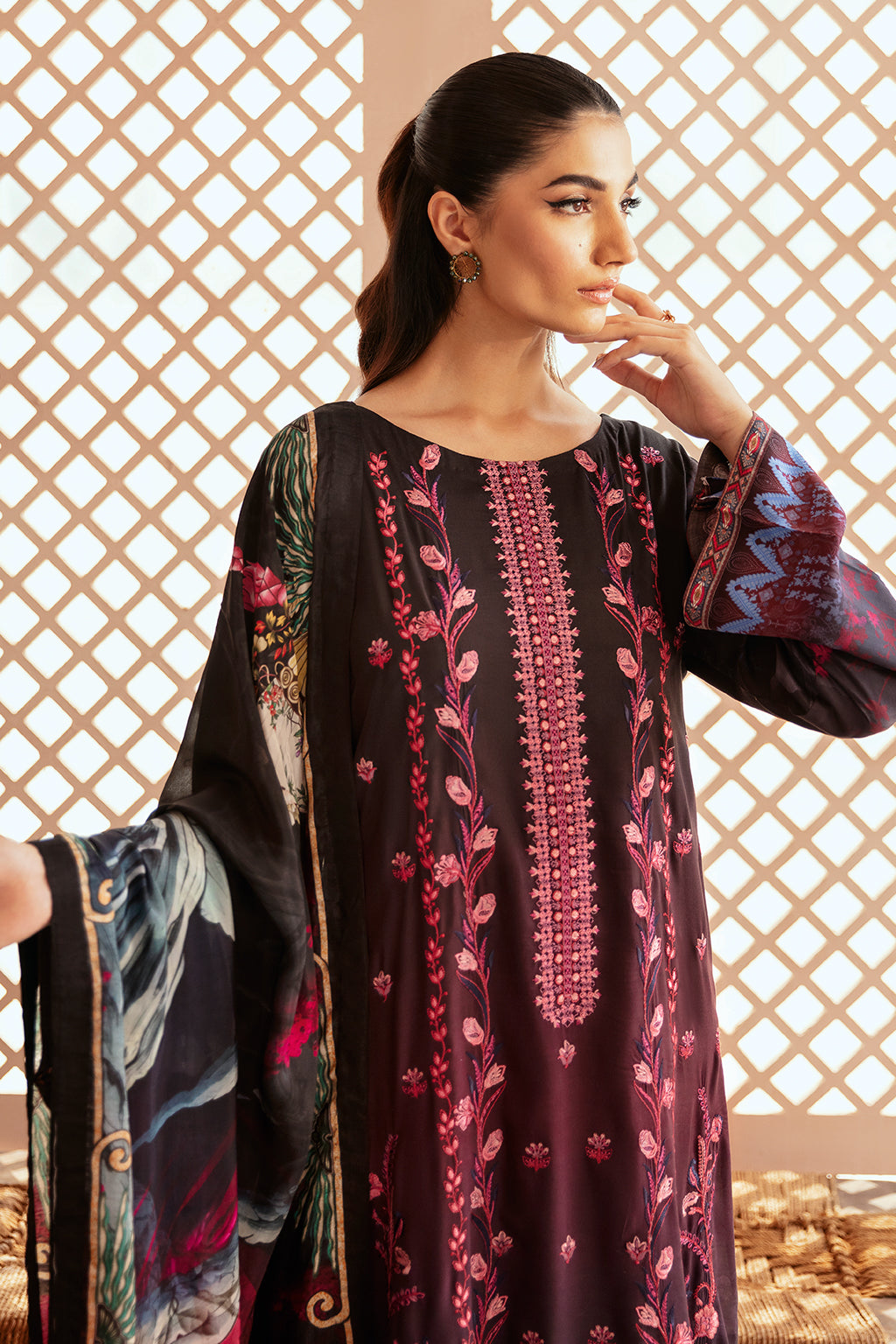 Riwaj by Ramsha J-305 | Printed Viscose Stitched 3-Piece Suit | Zahra Apparel Collection