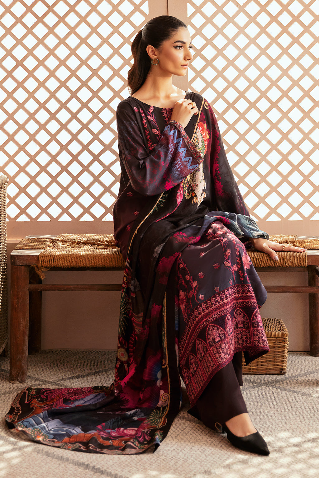 Riwaj by Ramsha J-305 | Printed Viscose Stitched 3-Piece Suit | Zahra Apparel Collection