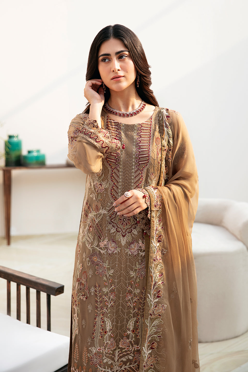 Ramsha A-812 | Embroidered Luxury Chiffon Stitched 3-Piece Suit | Zahra Apparel Collection