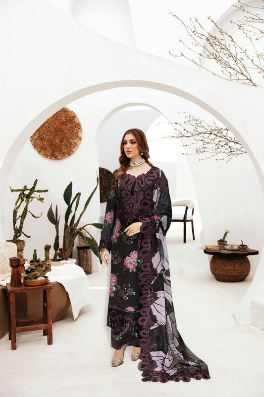 Ramsha J-604 | Printed Pure Raw Silk Stitched 3-Piece Suit | Zahra Apparel Collection