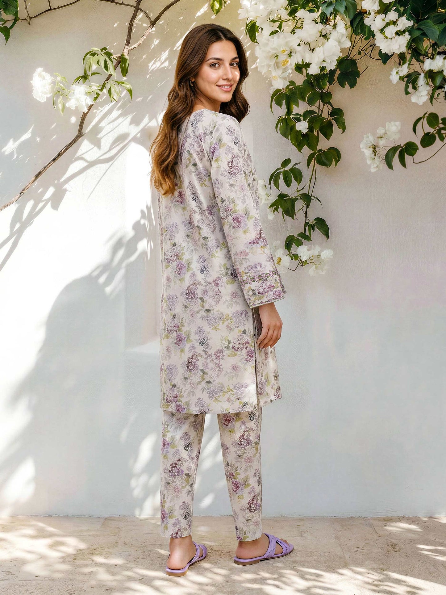 Limelight A2847ST — Embroidered Viscose Cotton Stitched 2-Piece Suit in Beige