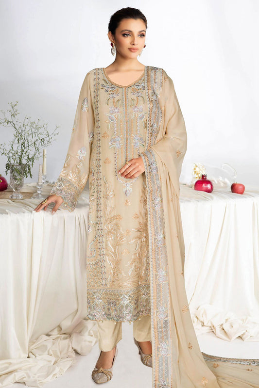 Sonehri by Ramsha BB-206 | Embroidered Chiffon Stitched 3-Piece Suit | Zahra Apparel Collection