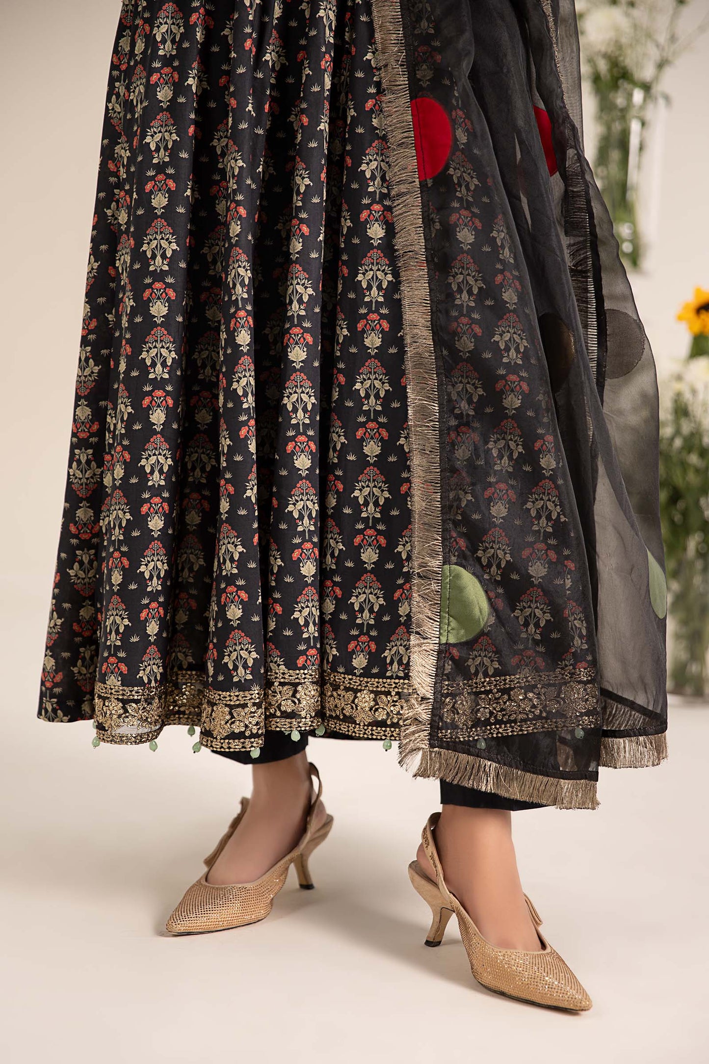 Maria.B. DW-EF25-54 | Printed Lawn Panel Frock Stitched 3-Piece Suit in Black | Zahra Apparel Collection