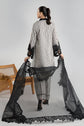 Maria.B. DW-W25-33 — Embroidered Cotton Velvet Stitched 3-Piece Suit in Off-White with Black Dupatta