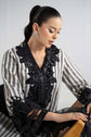 Maria.B. DW-W25-33 — Embroidered Cotton Velvet Stitched 3-Piece Suit in Off-White with Black Dupatta