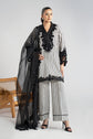 Maria.B. DW-W25-33 — Embroidered Cotton Velvet Stitched 3-Piece Suit in Off-White with Black Dupatta