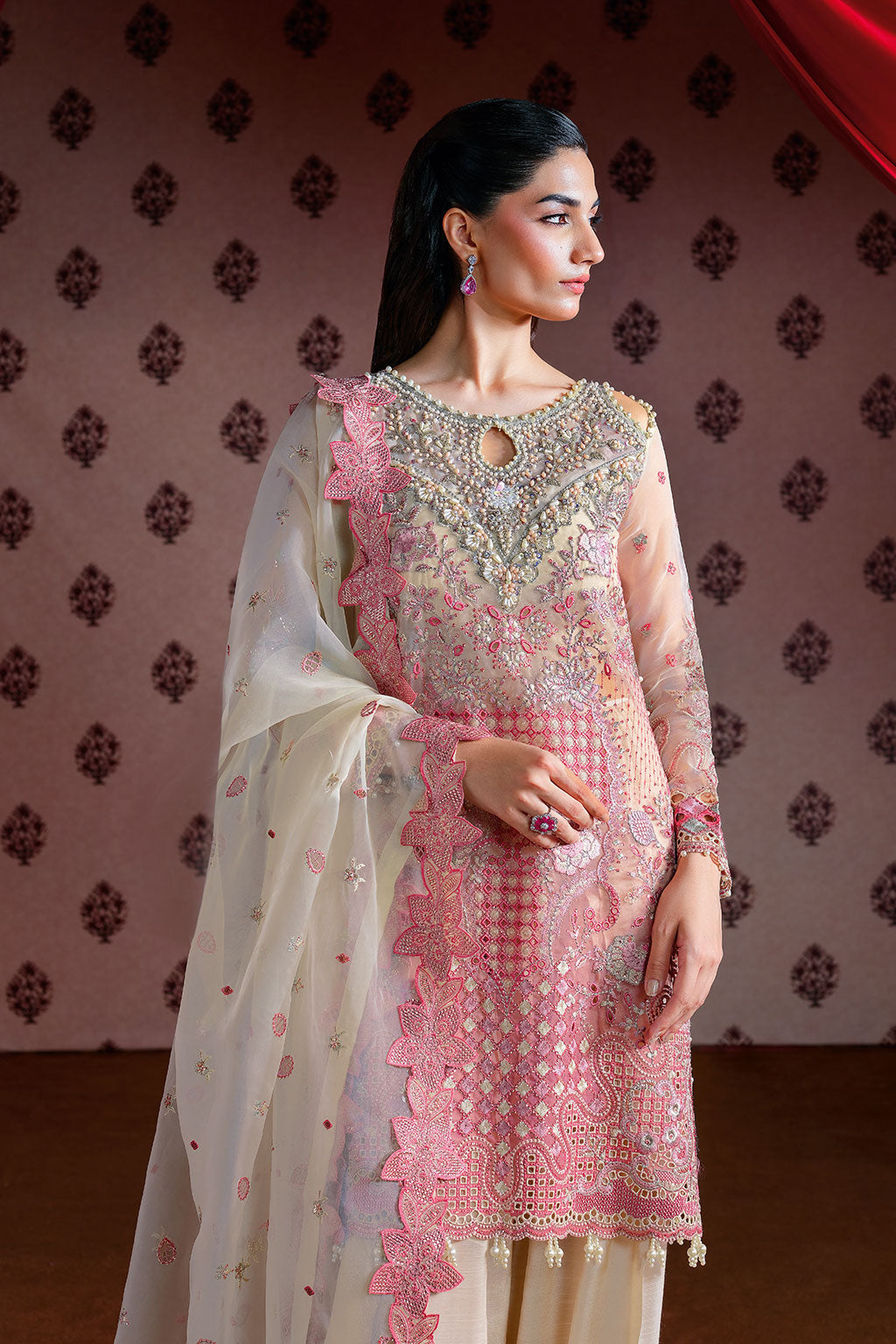 Ramsha Festive Luxury E-302 | Embroidered Organza Stitched 3-Piece Suit | Zahra Apparel Collection