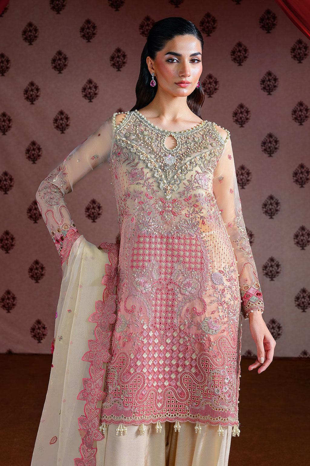 Ramsha Festive Luxury E-302 | Embroidered Organza Stitched 3-Piece Suit | Zahra Apparel Collection