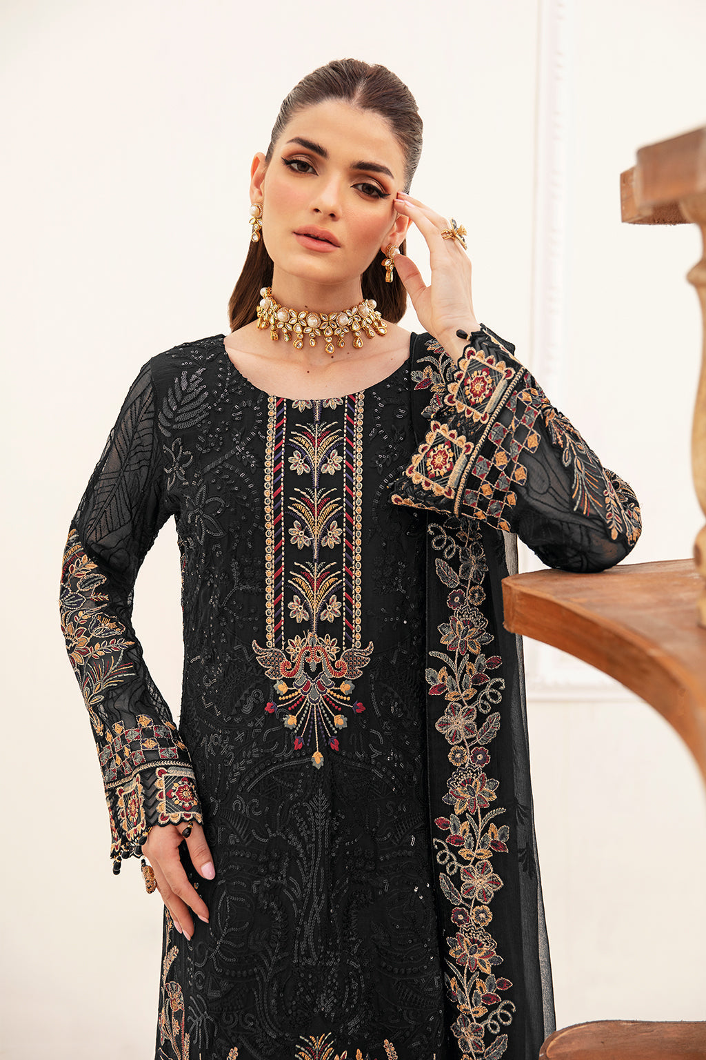 Ramsha Luxury Chiffon Vol-24 F-2403 | Embroidered Chiffon Stitched 3-Piece Suit | Zahra Apparel Collection
