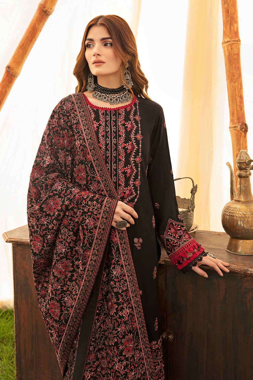 Ramsha Reet Vol-09 R-904 | Embroidered Karandi Stitched 3-Piece Suit | Zahra Apparel Collection
