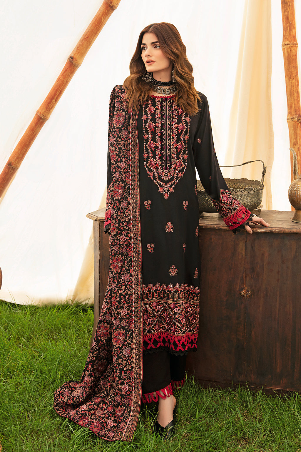Ramsha Reet Vol-09 R-904 | Embroidered Karandi Stitched 3-Piece Suit | Zahra Apparel Collection