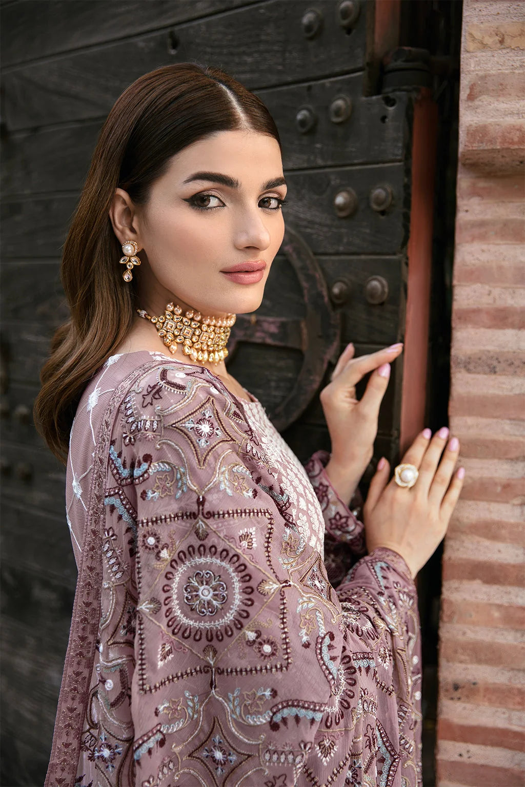 Dastan by Ramsha T-104 | Embroidered Chiffon Unstitched 3-Piece Suit | Zahra Apparel Collection