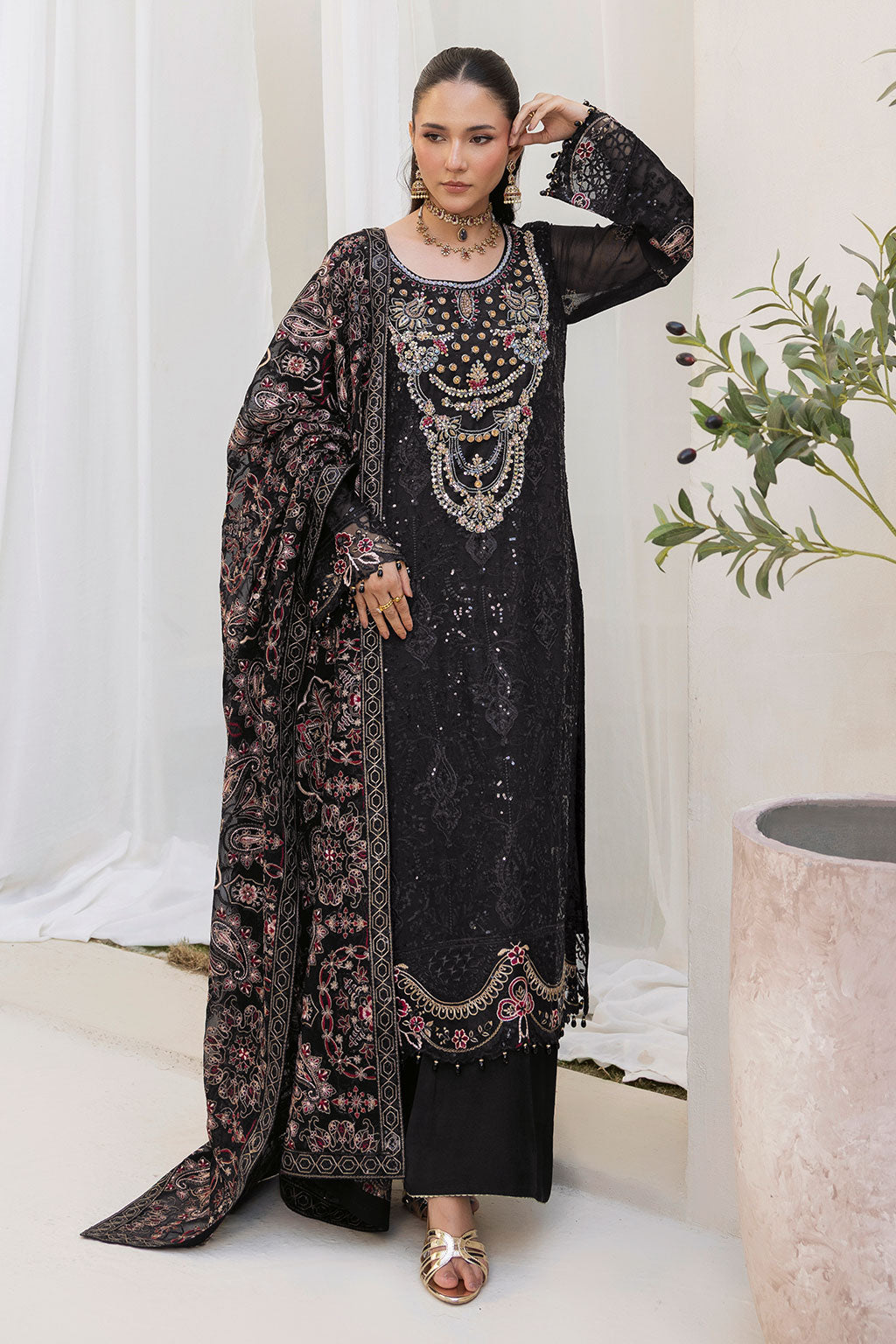 Dastan by Ramsha T-506 | Embroidered Chiffon Stitched 3-Piece Suit | Zahra Apparel Collection