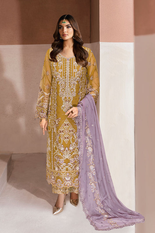Minhal by Ramsha M-1310 | Embroidered Organza Stitched 3-Piece Suit | Zahra Apparel Collection