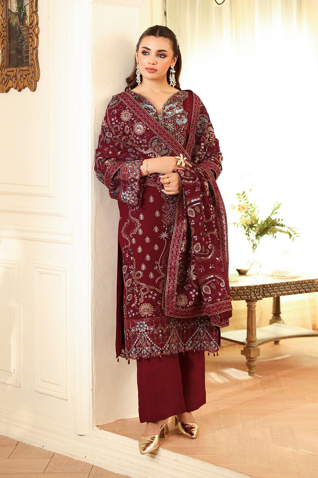 Dastan by Ramsha T-404 | Embroidered Chiffon Stitched 3-Piece Suit | Zahra Apparel Collection