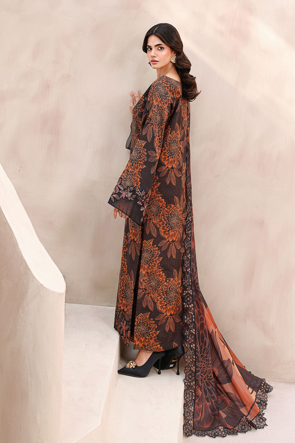 Naqsh by Ramsha RS-02 | Digital Printed Raw Silk Stitched 3-Piece Suit | Zahra Apparel Collection