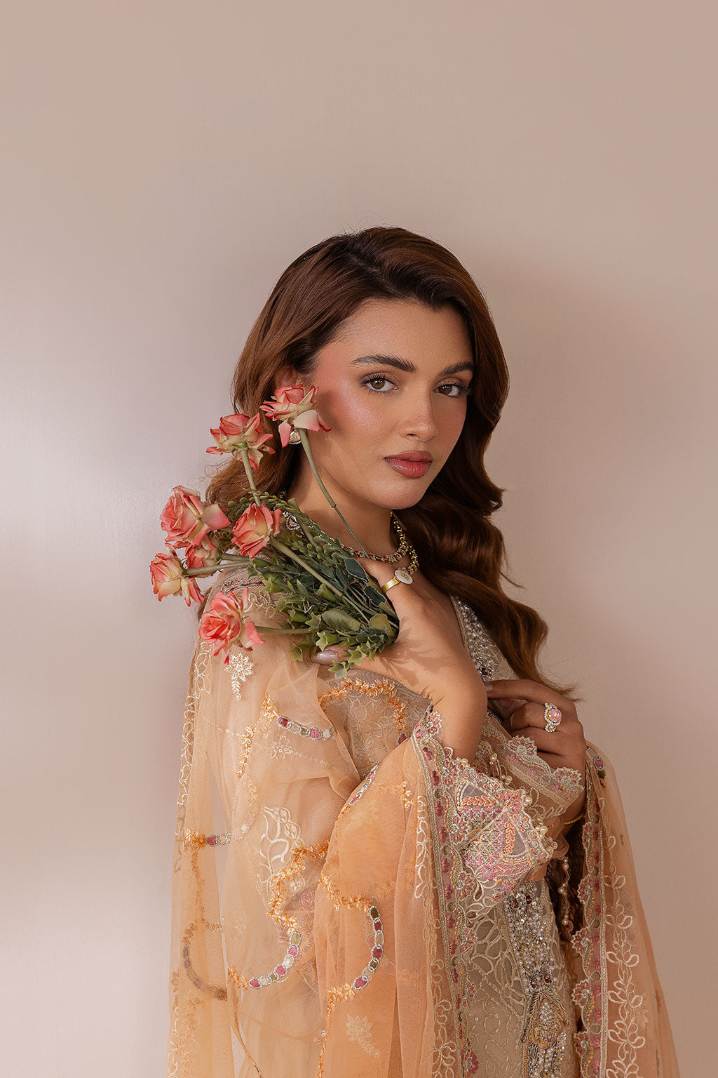 Satrangi by Ramsha ST-102 | Embroidered Chiffon Stitched 3-Piece Suit | Zahra Apparel Collection