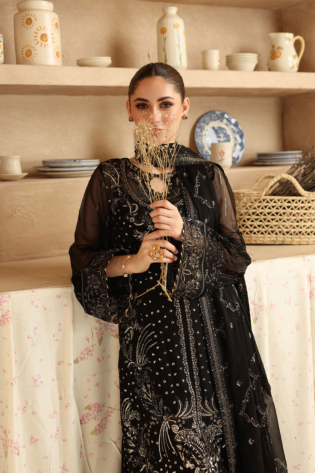 Sonehri by Ramsha BB-206 | Embroidered Chiffon Stitched 3-Piece Suit | Zahra Apparel Collection